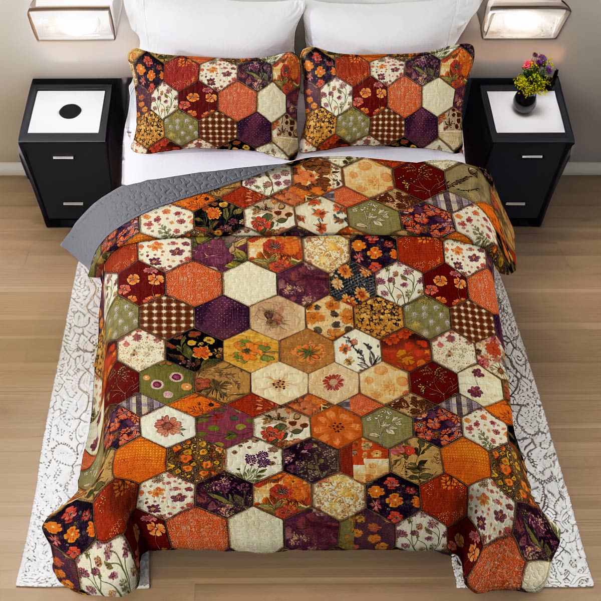 Shineful All Season Quilt 3-Piece Set Intimate Floral