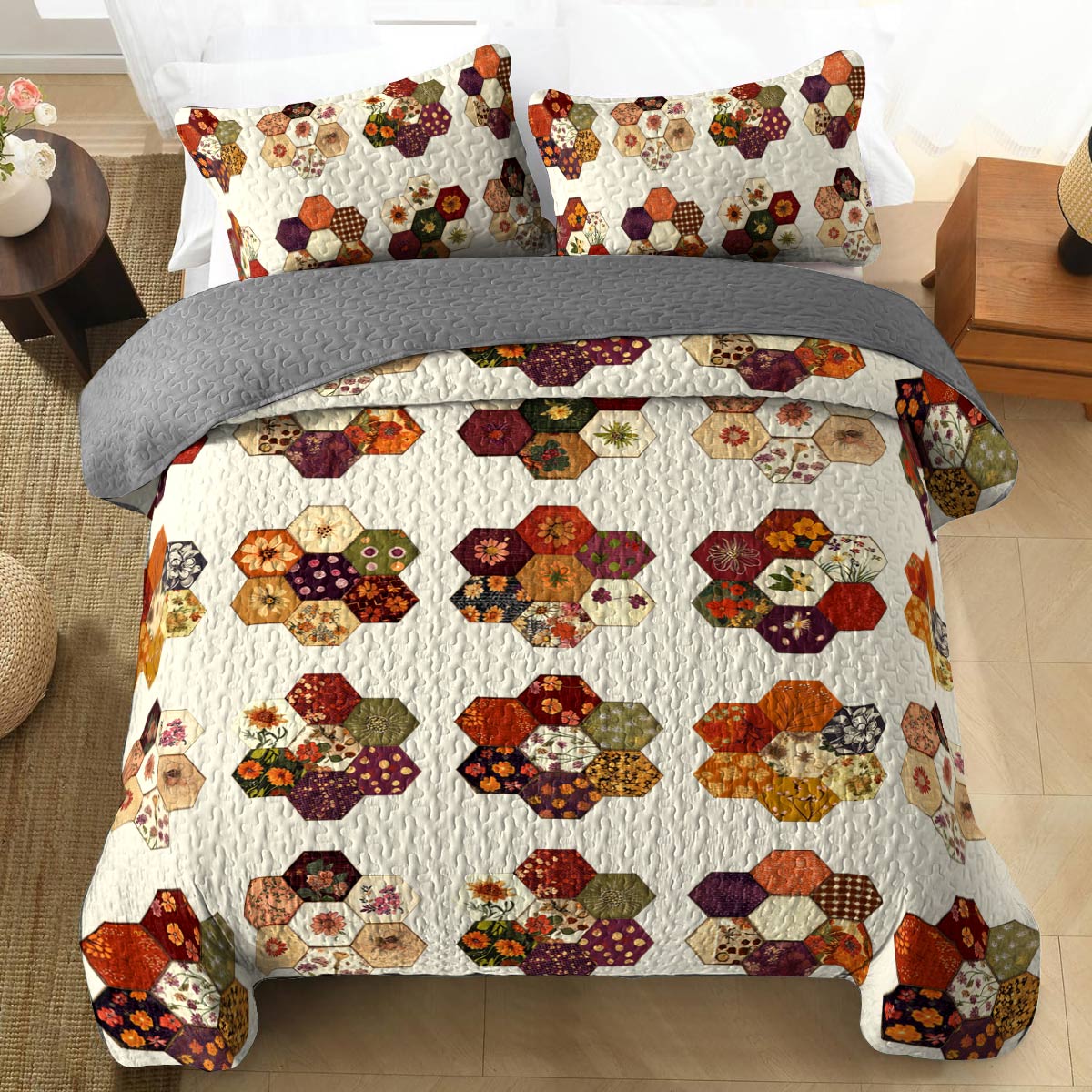 Shineful All Season Quilt 3-Piece Set Cozy Flowers