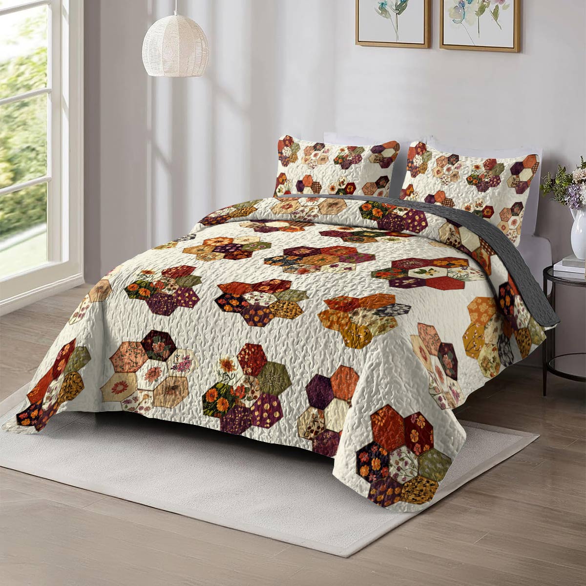 Shineful All Season Quilt 3-Piece Set Cozy Flowers