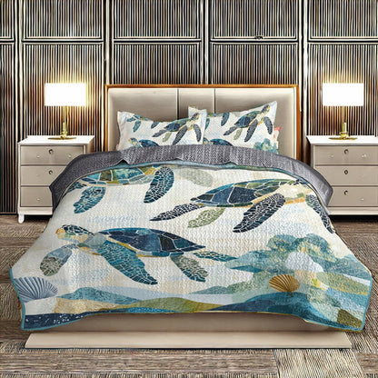 Shineful All Season Quilt 3-Piece Set - Sea Turtle Ocean Harmony