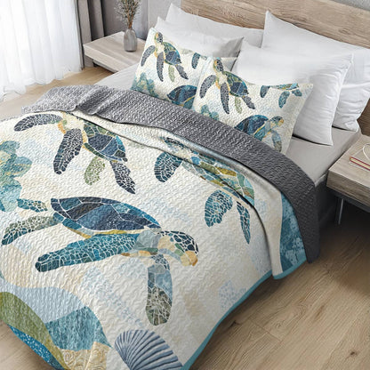 Shineful All Season Quilt 3-Piece Set - Sea Turtle Ocean Harmony