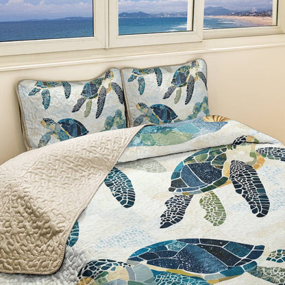 Shineful All Season Quilt 3-Piece Set - Sea Turtle Ocean Harmony