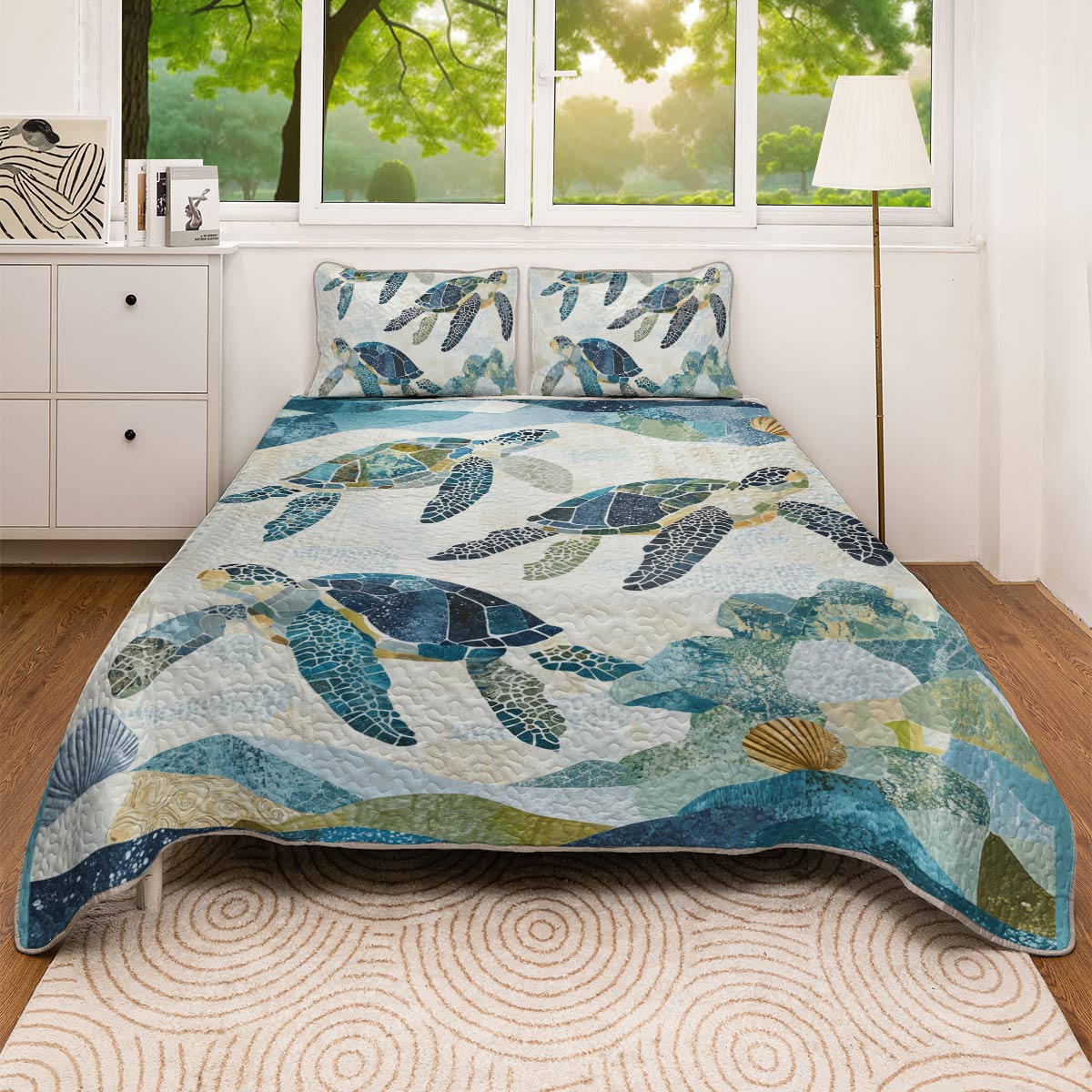 Shineful All Season Quilt 3-Piece Set - Sea Turtle Ocean Harmony