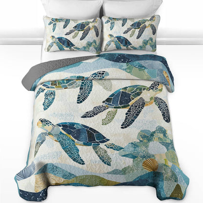 Shineful All Season Quilt 3-Piece Set - Sea Turtle Ocean Harmony