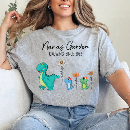 Shineful Nana's Garden Nana Saurus And Kids Custom - T-shirt unisexe personnalisé