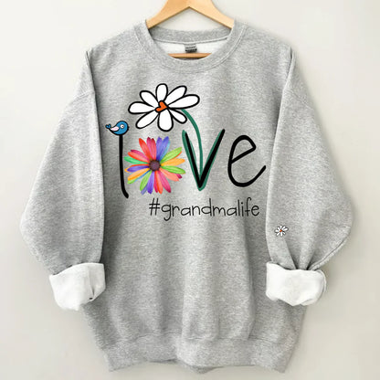 Shineful Sweatshirts 2D Print Personalized Love Grandma Life Flower Sweatshirt