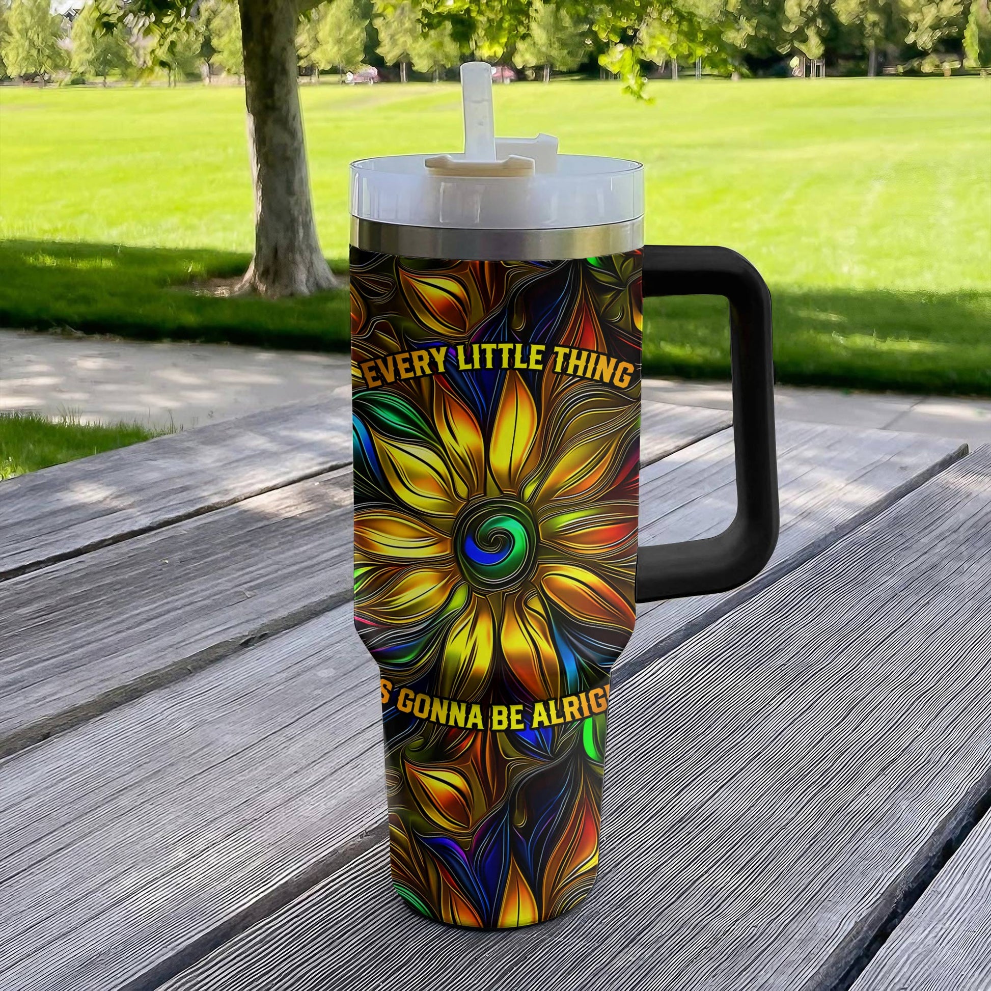 Hippie 40 Oz Shineful™ Tumbler Every Little Thing Is Gonna Be Alright Tl10 Black 40Oz