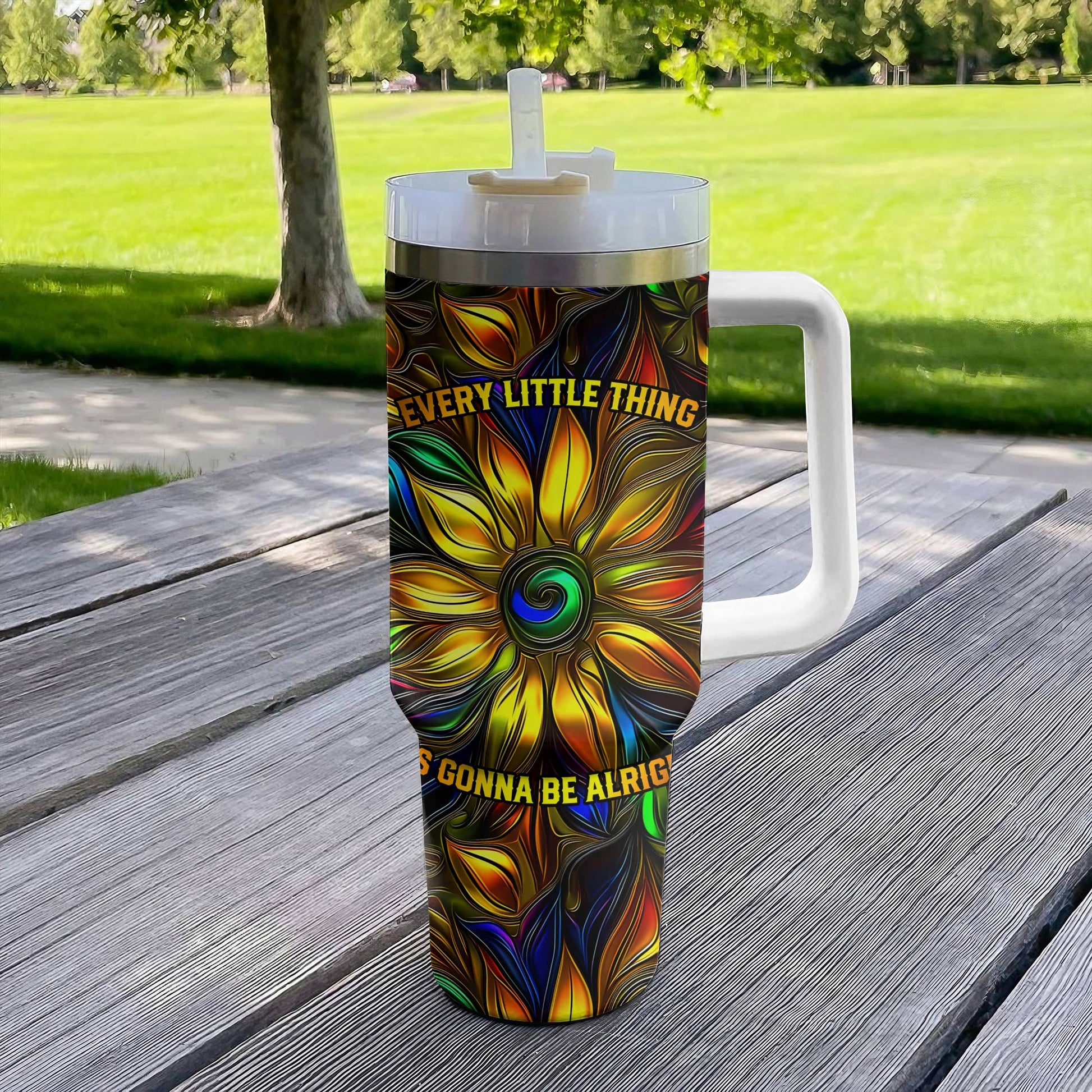 Hippie 40 Oz Shineful™ Tumbler Every Little Thing Is Gonna Be Alright Tl10 White 40Oz