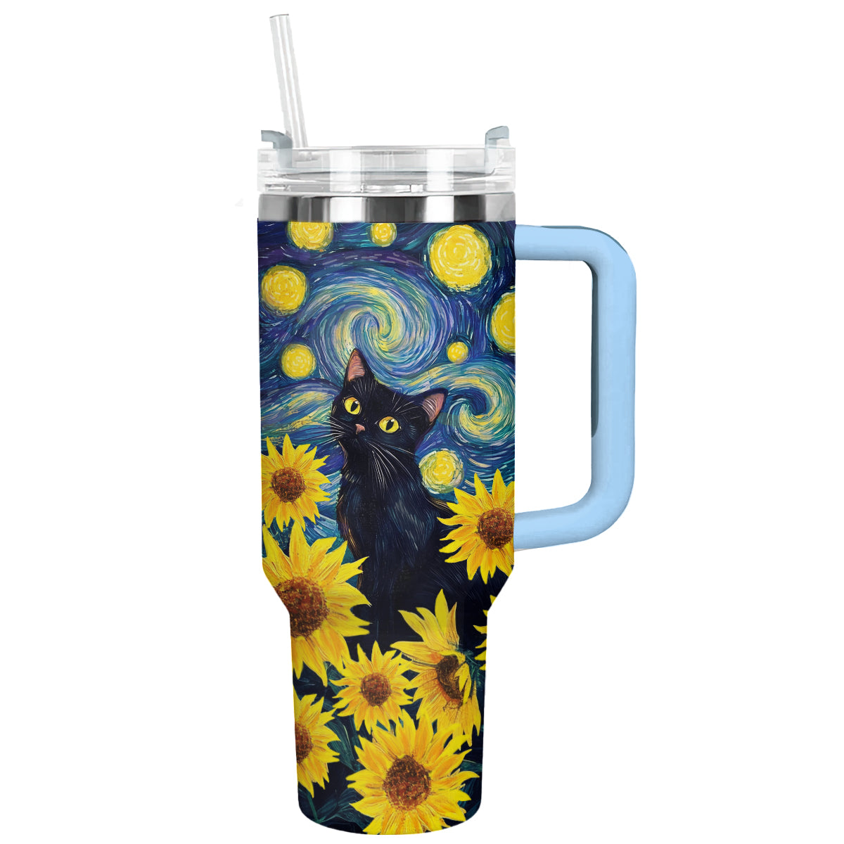 Shineful Tumbler Starry Sunflower Black Cat