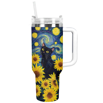 Shineful Tumbler Starry Sunflower Black Cat