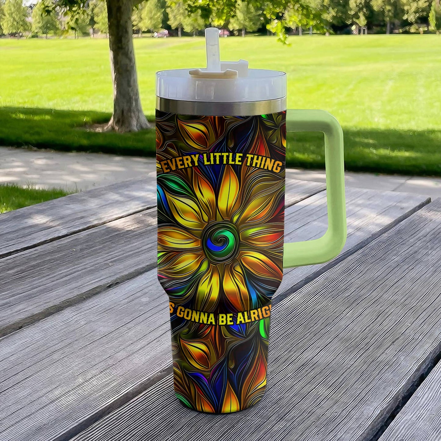 Hippie 40 Oz Shineful™ Tumbler Every Little Thing Is Gonna Be Alright Tl10 Green 40Oz