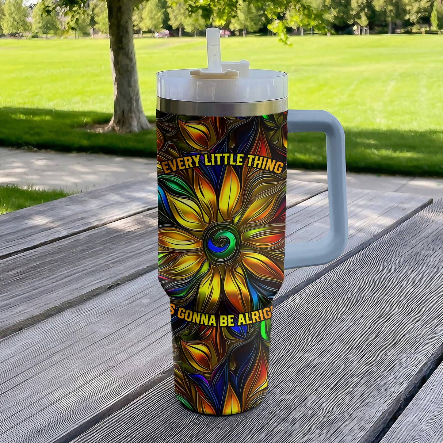 Hippie 40 Oz Shineful™ Tumbler Every Little Thing Is Gonna Be Alright Tl10 Sky Blue 40Oz