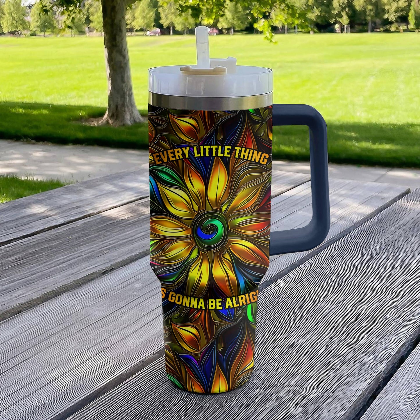 Hippie 40 Oz Shineful™ Tumbler Every Little Thing Is Gonna Be Alright Tl10 Navy 40Oz