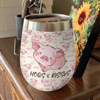 Shineful Wine Tumbler Pig Hogs & Kisses