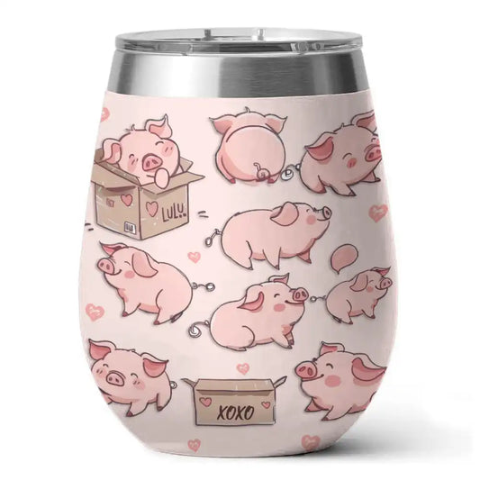 Shineful Wine Tumbler Pig So Cute