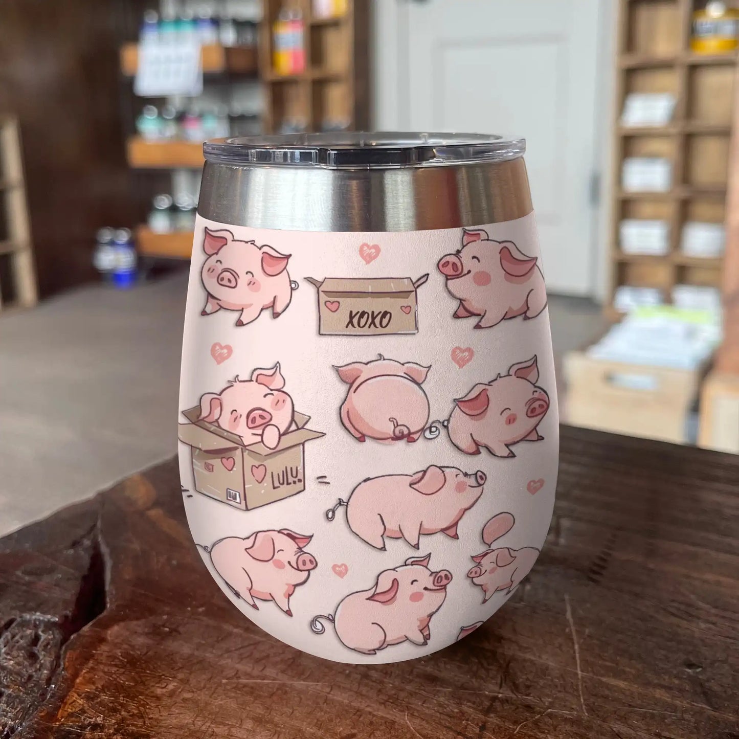 Shineful Wine Tumbler Pig So Cute