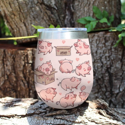 Shineful Wine Tumbler Pig So Cute