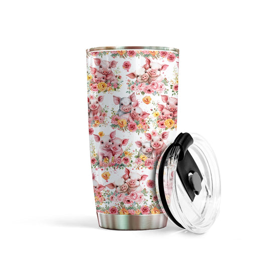 Verre Shineful 20 oz en forme de cochon avec jardin floral