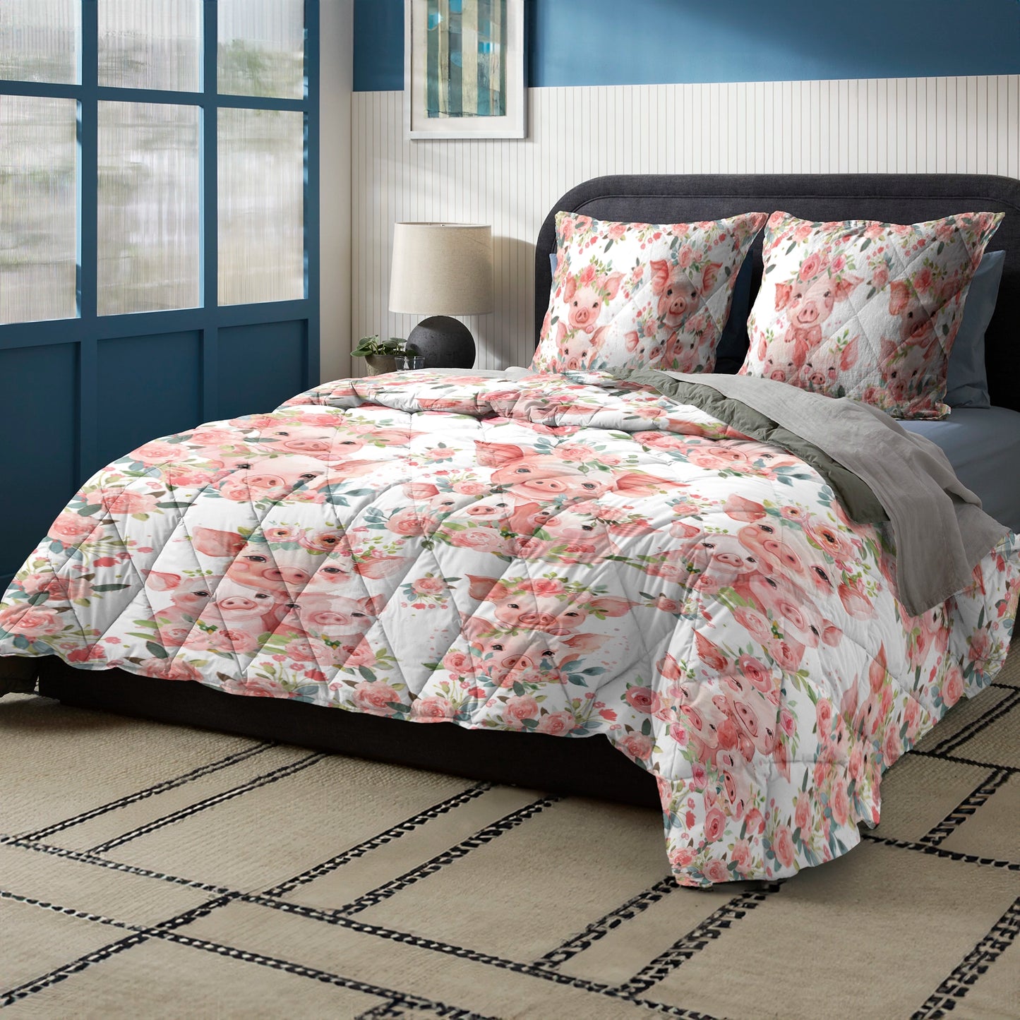 Shineful Quilt 3-Piece Set Pig Floral Garden