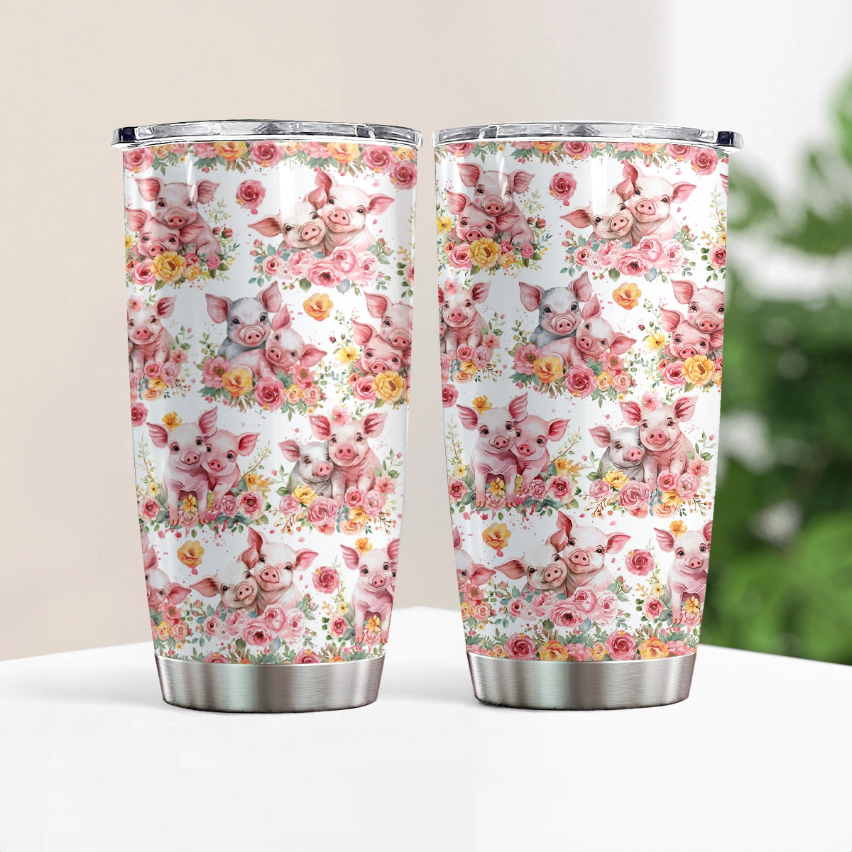 Shineful 20oz Tumbler Pig Floral Garden