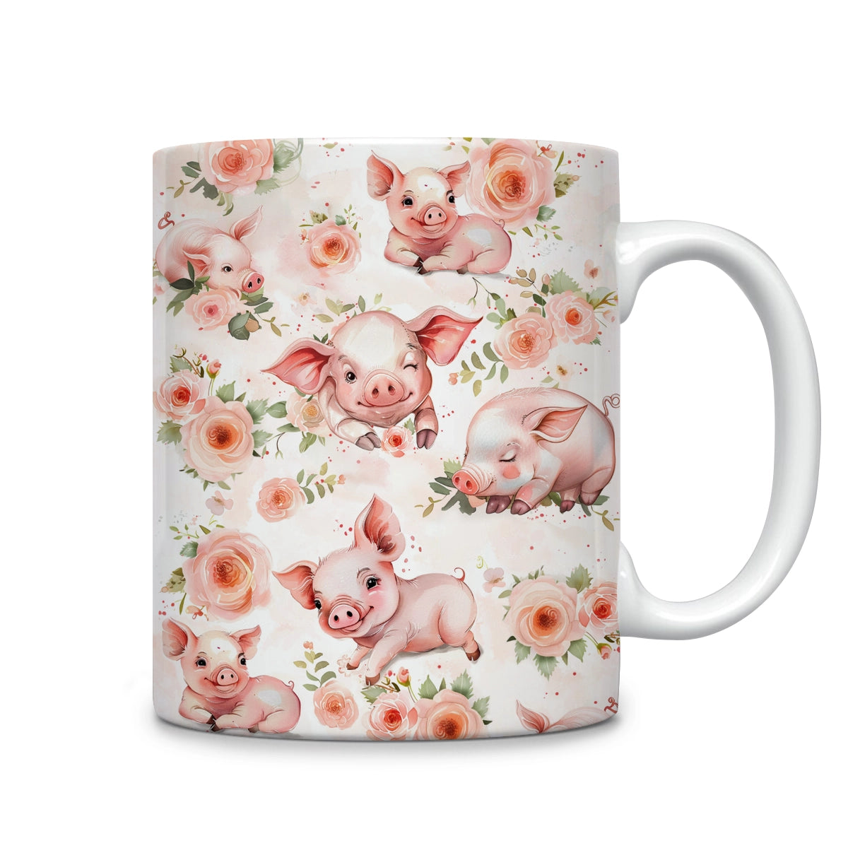 Tasse en céramique brillante Pig Blissful