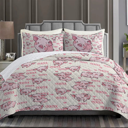 Shineful Quilt 3-Piece Set Hogs & Kiss Pig