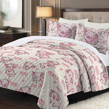 Shineful Quilt 3-Piece Set Hogs & Kiss Pig