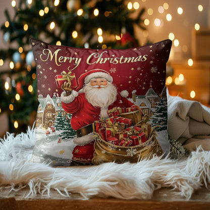 Shineful 2D Print Cushion Cover, Pillowcase, Pillows Covers - Merry Christmas from Santa’s Workshop of Joy