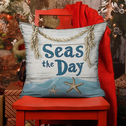 Shineful 2D Print Cushion Cover, Pillowcase, Pillows Covers - Coastal Bliss - Rope & Starfish Vintage Sign