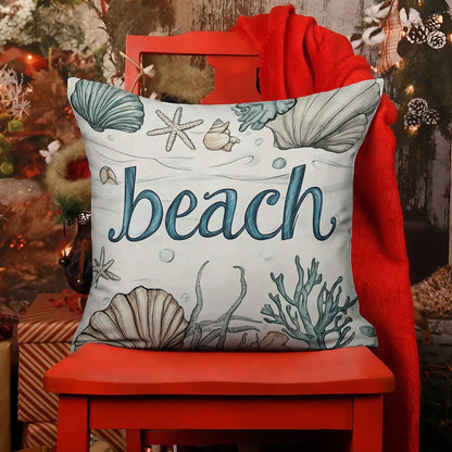 Shineful 2D Print Cushion Cover, Pillowcase, Pillows Covers - Ocean Serenity - Beach Art with Seashells and Starfish