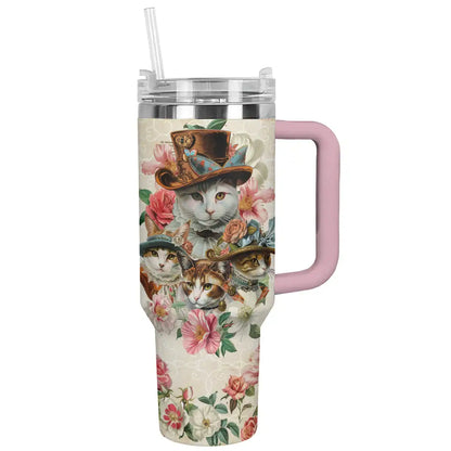 Shineful Tumbler Floral Cats