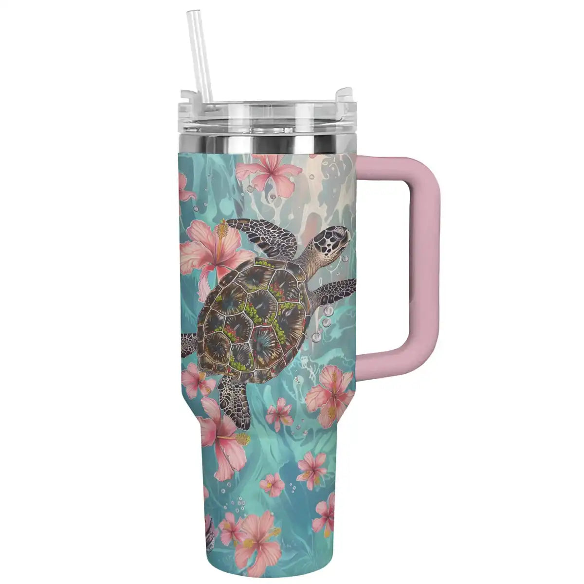 Shineful Tumbler Sea Turtle with Hibiscus