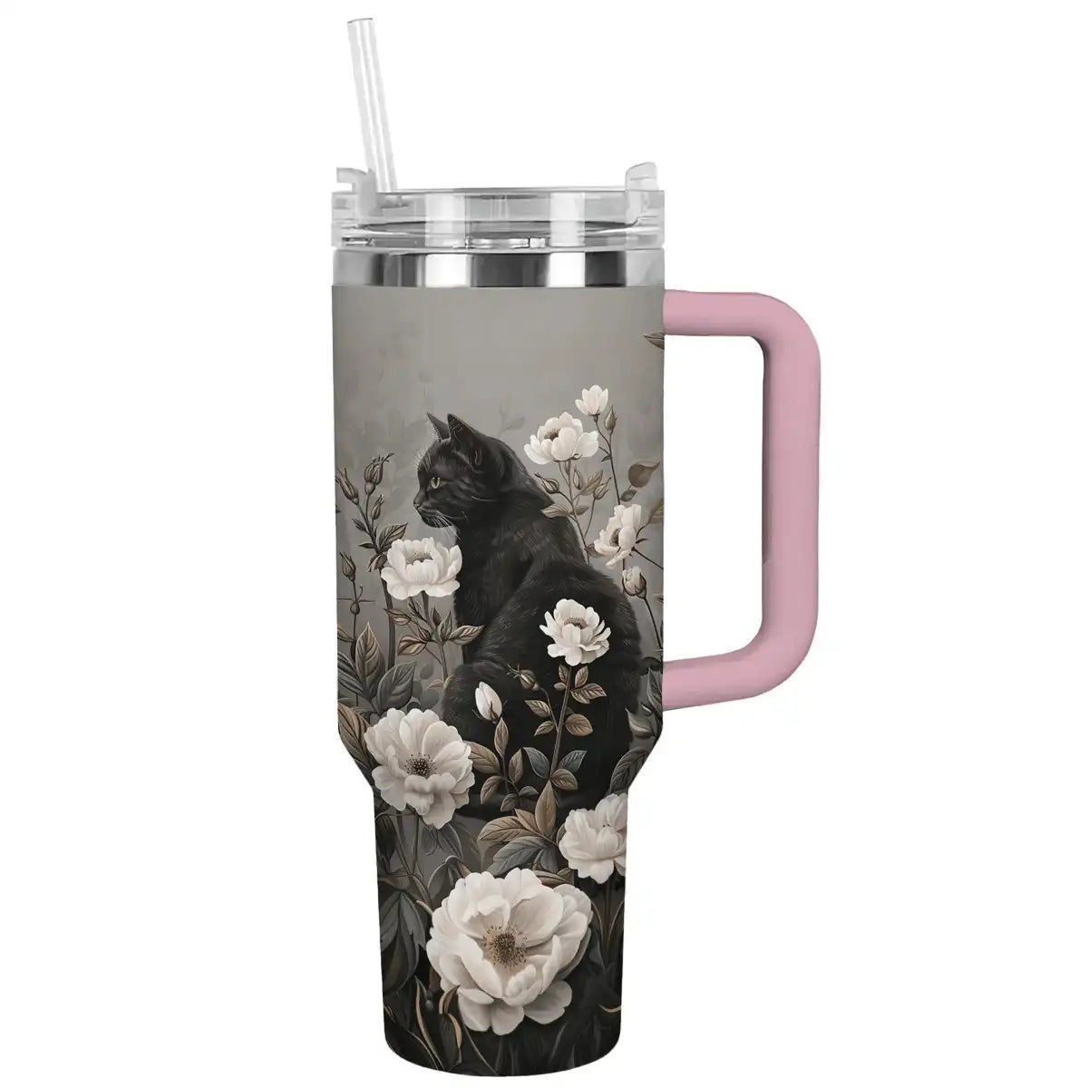 Shineful Tumbler Black Cat Floral