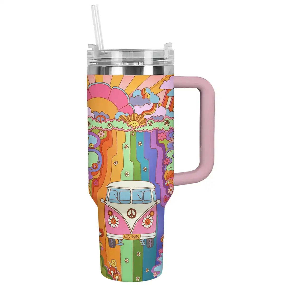 Glänzender Becher Rainbow Hippie Van