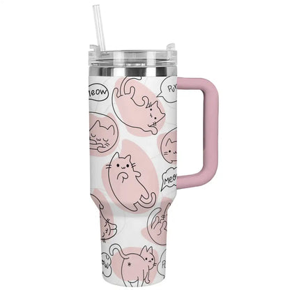 Glänzender Becher mit rosa Katzenmotiv