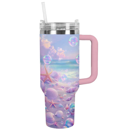 Shineful Glossy Tumbler Serene Beach Scene