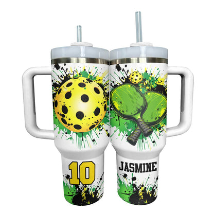 Shineful Personalized Tumbler Colorful Splashing Pickleball