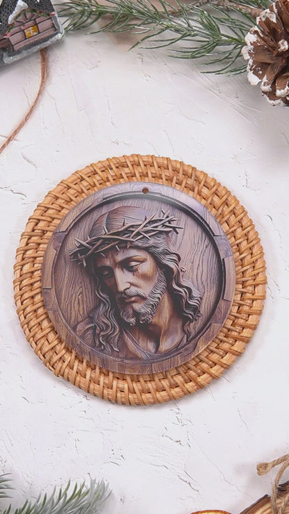 Glänzendes 2D Acryl Ornament Erlöser Relief Christus heilig