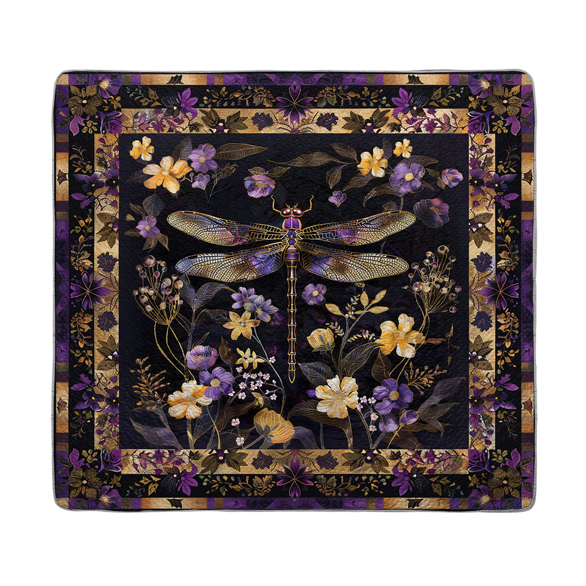 Shineful All Season Quilt 3-Piece Set Golden Dragonfly