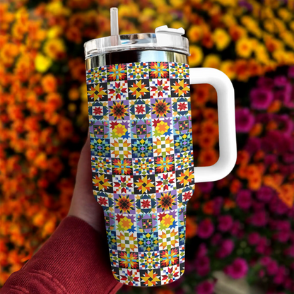 Glänzende Quiltblöcke „Tumbler Flowers“