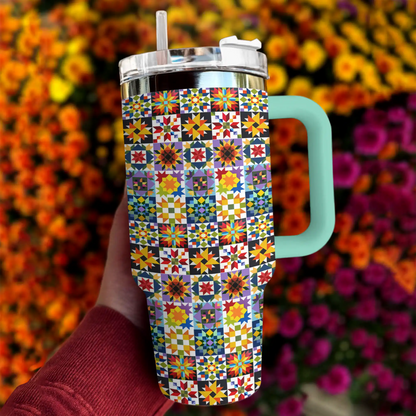 Glänzende Quiltblöcke „Tumbler Flowers“