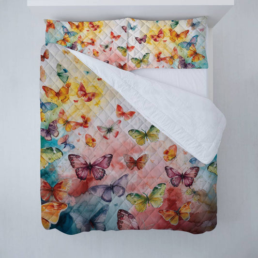 Shineful - All Season Quilt 3-Piece Set Butterfly Colorful