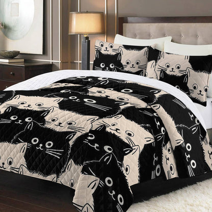 Shineful Quilt 3-Piece Set Cute Cats