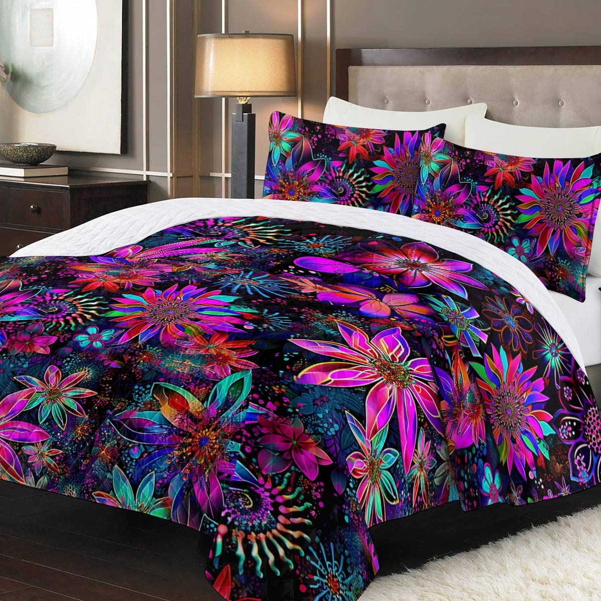 Shineful Quilt 3-Piece Set Hippie Flowers