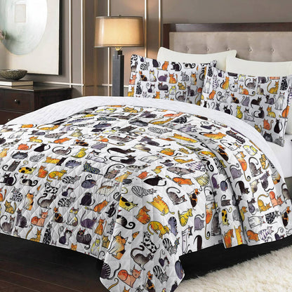 Shineful Quilt 3-Piece Set Cats Lovely