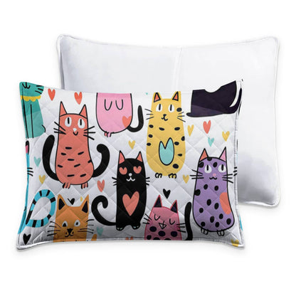 Shineful Quilt 3-Piece Set Colorful Cats