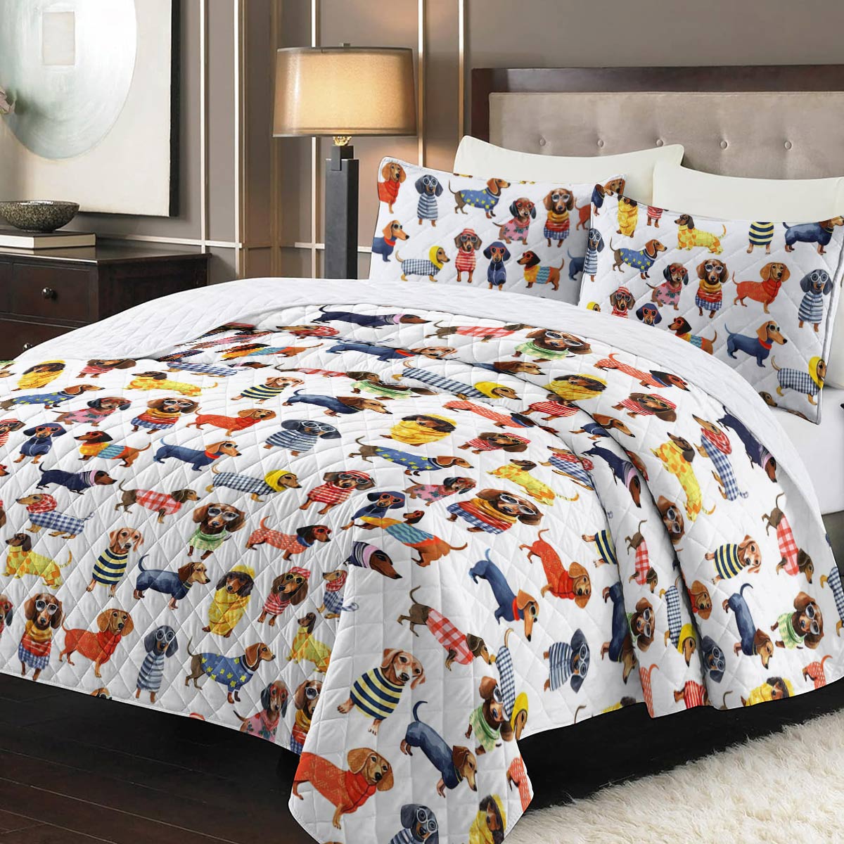 Shineful Quilt 3-Piece Set Dachshund Fashion