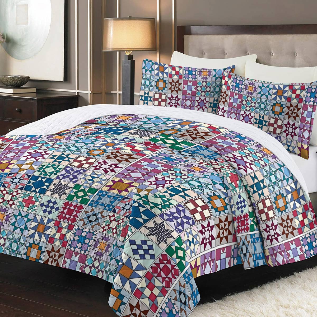 Shineful Quilt 3-Piece Set Traditional Quilting Blocks