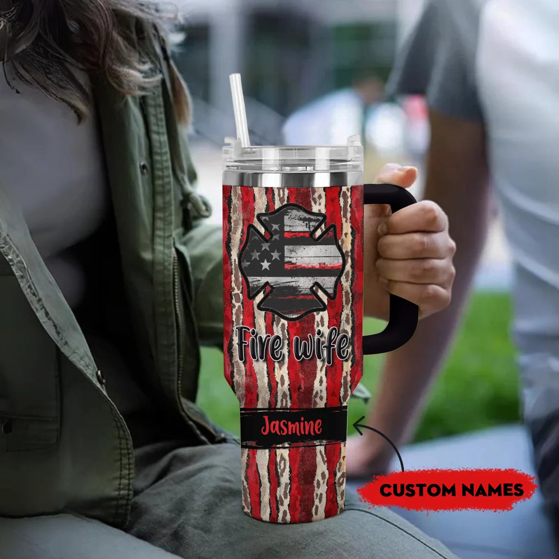 Shineful Tumbler Personalized Firefighter Wife: Patriot Edition