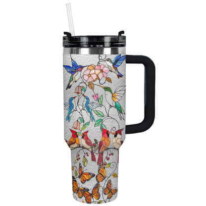 Sanctuaire d'oiseaux en vitrail brillant Shineful Tumbler